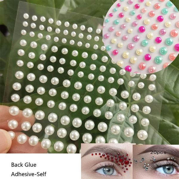 Pegatinas calcomanías 1 hoja 3D perla decoración de ojos adhesivo-auto maquillaje de diamante deslizador de sirena juguete para niños pegatina de uñas Prud22