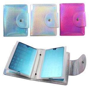 Stickers Decals 20Slots Laser Blauw/Zilver PU Rechthoekig Nail Art Stamper Plate Stamping Template Storage Case Card Organizer Houder 9.5*14.5cm 230726