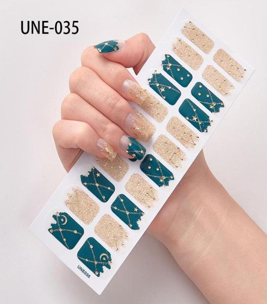 Autocollants décalcomanies 22 Posts1 feuille Nail Art UV Gel vernis enveloppes bandes couverture complète coloré manucure Tool6805444