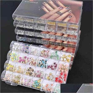 Stickers stickers 240 stks/doos-voorgemaakte nagel charme/edelstenen voor 8 beste 3D-benodigdheden 2021 strik/kroon/glitter steentjes nagels charmes Diamo Dho4U