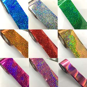 Autocollants Stickers 37 couleurs 1 rouleau 120M * 4CM feuille de transfert d'ongles holographique laser argent nail art autocollant papier de transfert appâts de pêche DIY 230718