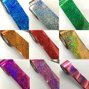 Pegatinas Calcomanías 37 colores 1 rollo 120M * 4CM Láminas de transferencia de uñas holográficas Láser Plata Nail Art Pegatinas Láminas Papel de transferencia Señuelo de pesca DIY 231117