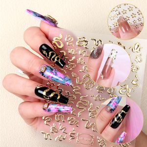 Stickers stickers 3d gouden nagelkunststickers voor manicure accessoires hart slang bloemen ster ontwerpen schattige nagel art decals holografische schuifregelaars folie 230425