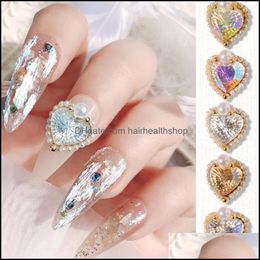 Stickers stickers 3d luxe nail art steentjes en charmes hart kristallen diamanten edelstenen stenen voor doe -het -zelf werk drop levering gezondheid zijn dh3lh