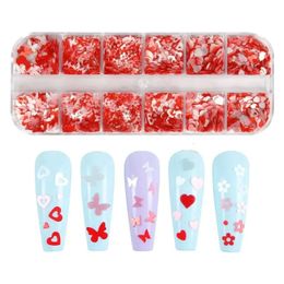 Stickers stickers 3D zoete liefde hart pailletten voor nageldesign Valentijnsdag kunstdecoraties glittervlokken bedels manicure nagels accessoires 231216