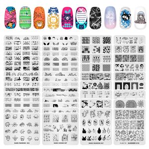 Pegatinas Calcomanías 50 piezas Nail Art Stamp Plates Set Plantilla de estampado Kit Flores Hojas Encaje Imagen Placa Manicura DIY Herramientas de impresión 230712