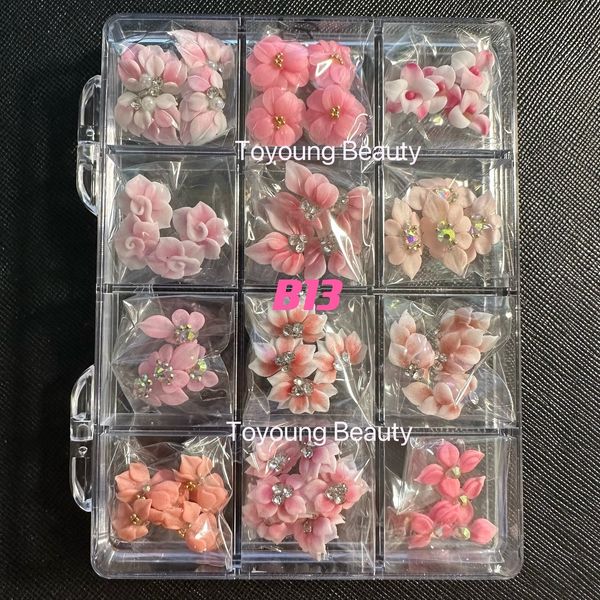 Autocollants Stickers 50 PCS Par Boîte Bijoux À La Main Kawaii nail art charme Autocollants 3D Acrylique Nail Fleurs 230715