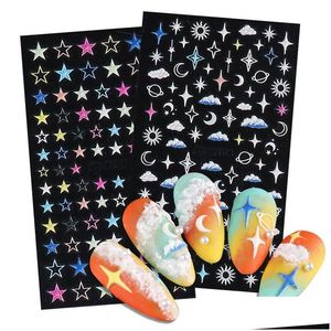 Pegatinas Calcomanías 5D Stereo Relief Nails Art Colorf Love Star Moon Nail Back Glue Decal Accesorios de manicura Drop Delivery Health Be Dhpjg