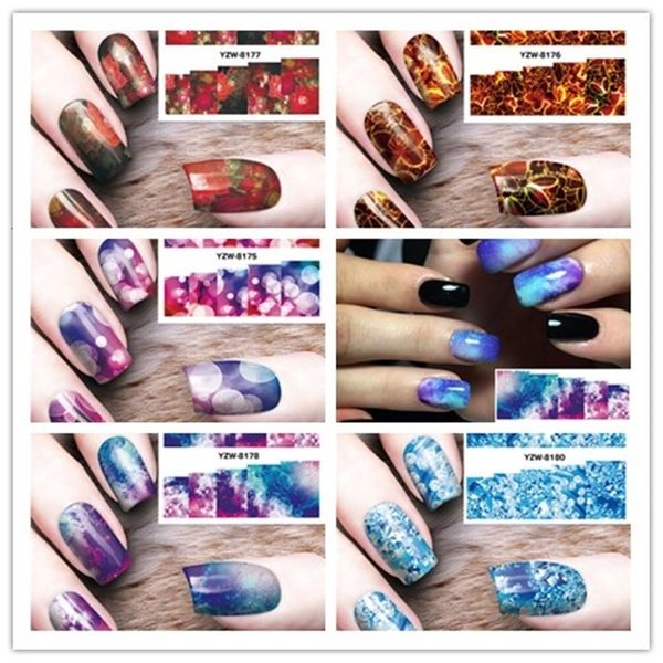 Pegatinas Calcomanías 6 piezas Etiqueta de uñas Flor mágica Transferencia de agua Calcomanías deslizadores para decoración de uñas Tatuaje Manicura Envolturas Herramientas Navidad m3227 231202