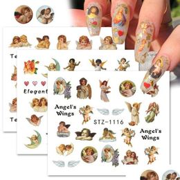 Stickers Decals Angel Nail Art Maagd Maria Cupido Water Transfer Slidersheaven Ontwerp Tattoo Accessoires Manicure Chstz1114-1121 Dr Dhykl