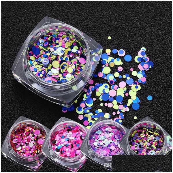 Autocollants décalcomanies Couleur de beauté mélange nail art paillettes paillettes rondes effets bling décoration décoration livraison de gouttes de santé salon dh6dc