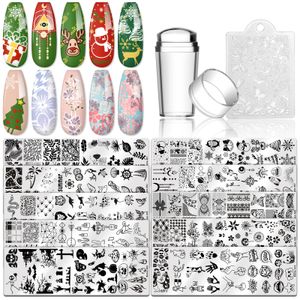 Stickers Decals Biutee 10 stks Nail Art Sjablonen Stempelplaat Kerst Jelly Stamper Nagelplaten Stempel Manicure Set Voor Nail Art Stempelen 231202