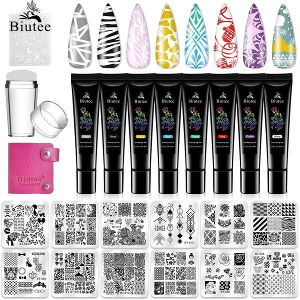 Stickers Stickers Biutee 12 Pcs Nail Manucure Plates 1 Polish Stamper 1 Scraper Set Nail Art Stamp Plate Stamping Templates Stamper Scraper Kit 230726