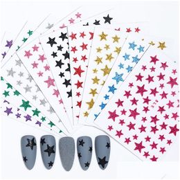 Stickers Decals Colorf Star Design 3D Nail Transfer Sliders Voor Diy Nails Art Decoration Adhesive Manicure Drop Delivery Health Be Dhzrf