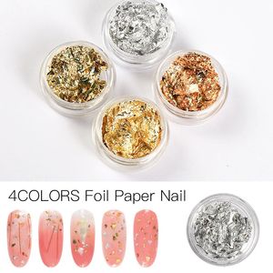 Autocollants décalcomanies or argent coloré Nail Art feuille papier irrégulier en aluminium autocollant accessoires paillettes Gel vernis décoration 231204