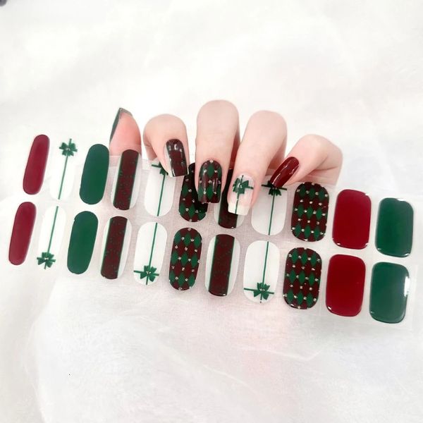 Autocollants décalcomanies joyeux noël Nail Art autocollant Gel semi-durci enveloppes d'ongles adhésif Simple bandes d'ongles en Gel imperméable durcir dans la lampe UV besoin 231202