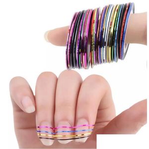 Pegatinas Calcomanías Colores mezclados Rollos Stri Tape Line Nail Art Tips Decoración Pegatina Belleza Uñas Cuidado Accesorios Drop Delivery Hea Dhrnc