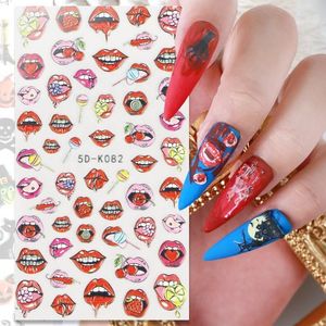 Stickers Decals Nail Art Halloween Stickers Nail Sticker 5D Hollow Pumpkin Bat Grimace Spider Horror Bloody Hand Skull Shape DIY Nail Art Design 230726