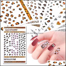 Autocollants Stickers Nail Art Salon Santé Beauté 1 Pcs Imprimé Léopard Animal Motif Conception 3D Adhésif Manucure Outils Curseurs Décoration Jif505