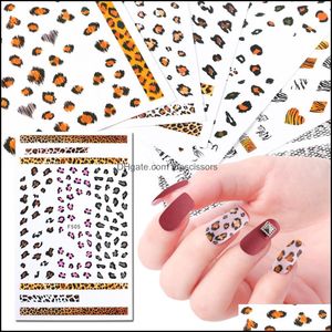 Stickers stickers Nail Art Salon Health Beauty 1 stcs Leopard Print Dierlijke patroon Ontwerp 3D -lijm manicure tools Sliders decoratie JIF505