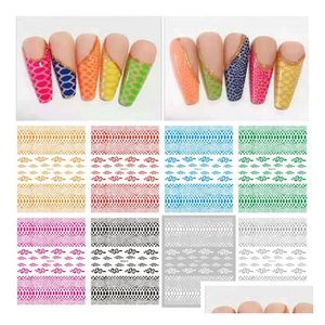 Autocollants Autocollants Nail Art Serpent Laser Or Sier Colorf Serpents Imprimés 3D Retour Colle Ongles Autocollant Autocollant Autocollant Acrylique Conseils D Dhyqw