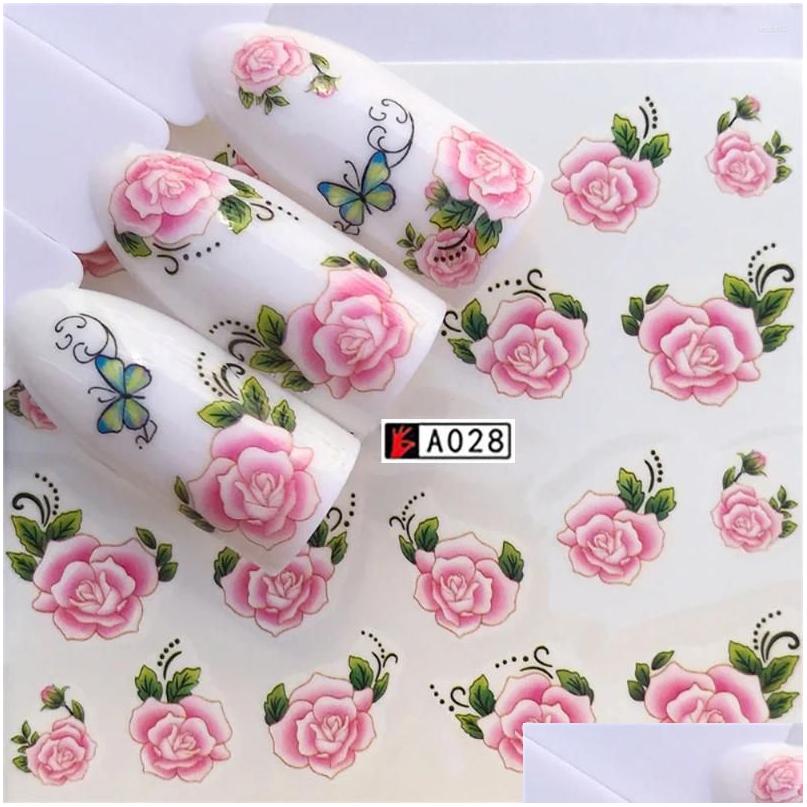 Stickers Decals Nail Sticker Water 3D Black Lace Watermark Succent Flower Decorative Colorf Cat Decal Drop Delivery Health Beauty Art Otann