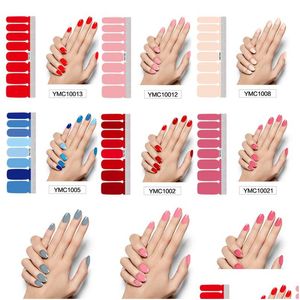 Pegatinas Calcomanías Color puro Diy Nail Wraps Fl Er Nails Sticker Art Decoraciones Manicura Adhesivo Polaco Sólido Regalo de San Valentín Drop D Dhbqf