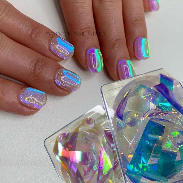 Pegatinas Calcomanías Tetty Aurora Film Foil Nail Sticker Papel Vidrio Para Tendencia Coreana Uñas Manicura Decoración Holográfica Prud22