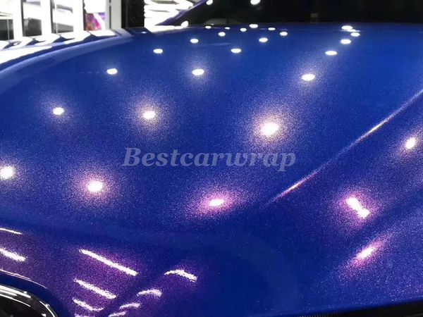 Pegatinas Diamante Metálico Brillo azul rojo Vinilo Envoltura Envoltura para todo el automóvil Cubierta con burbujas de aire Sin burbujas Como calidad 3M Pegamento de baja adherencia Tamaño: 1.52 * 20