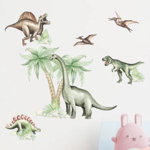 Autocollants muraux dinosaures, décoration de chambre d'enfant de garçon, sparadrap muraux en PVC amovibles pour décoration de maison, papier peint