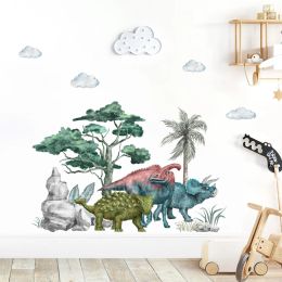Autocollants dinosaures dessin animé brachiosaure ptérosaure pépinière vinyle autocollant mural pour chambre d'enfants chambre garçon Stickers muraux décoratifs pour la maison