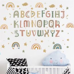 Autocollants bricolage arc-en-ciel nuage étoile lettres anglaises autocollant mural pour enfants chambre décoration alphabet mural art pvc décalage nurserie affiches