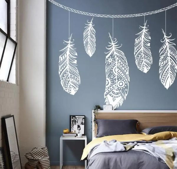 Autocollants Dream Catcher Wall Decal Boho Bohème Plume Décor Mandala Decal Dream catcher mur décalque Boho décor mur décalcomanie Plumes SH18