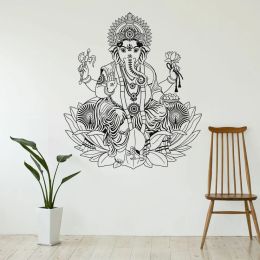 Autocollants Éléphant Ganesha Lotus Hindouisme Dieu Hindou IndeWall Decal Décor Stickers Muraux Stickers Muraux Décor À La Maison Vinyle Salon OV56