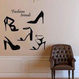 Autocollants Fashion Wall Decal Window Sticker High Heels Mur Sticker Shoes Style Vêtements Robe Black Robe Accessoires Vinyl Decal C254