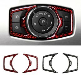 Stickers voor Ford Mustang Car Styling Carbon Fiber Headlight Switch Buttons Trimstickers Auto -accessoires 20152020 Interieurdecoratie