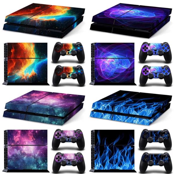 Pegatinas para ps4 Galaxy Blue Galactic Game, pegatina de vinilo, cubierta protectora para consola PS4 y 2 controladores