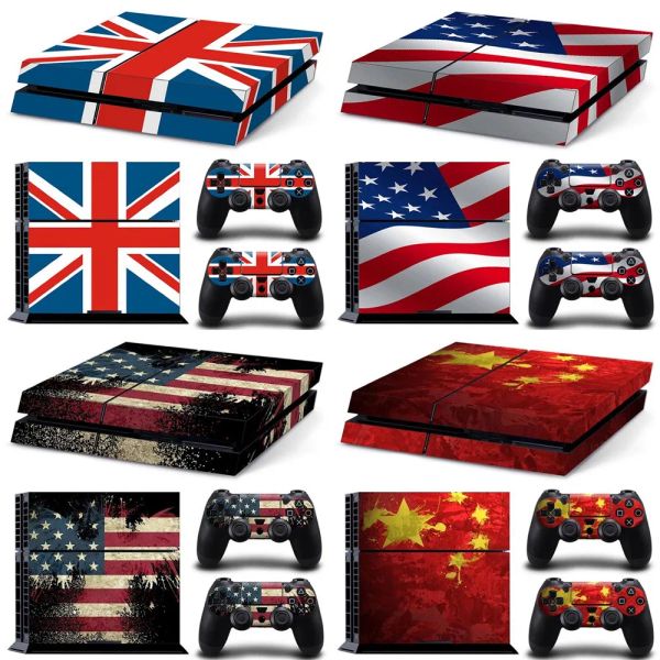 Autocollants pour PS4 Couverture de décalque autocollant en vinyle en vinyle entier pour la console du système et les contrôleurs Le drapeau du drapeau américain au Royaume-Uni