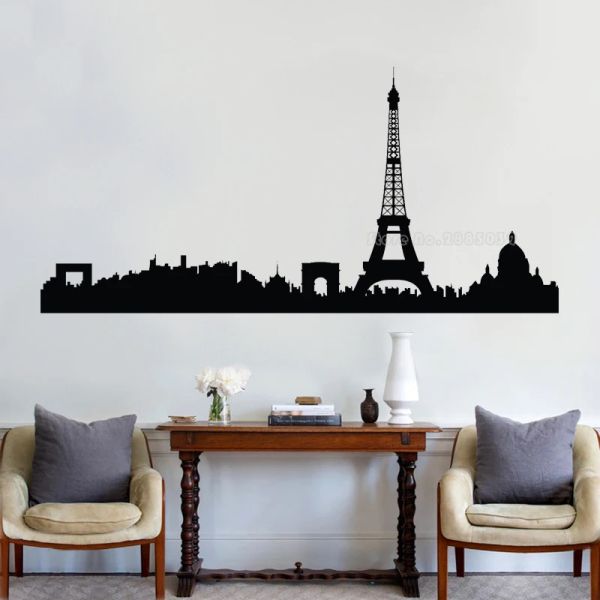 Pegatinas Francia París Símbolo Signo Torre Eiffel Ciudad Etiqueta de la pared Vinilo Calcomanía para sala de estar Dormitorio Decoración del hogar Mural autoadhesivo LL2573