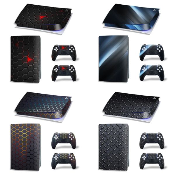 Pegatinas GAMEGENIXX PS5 Edición Digital Skin Sticker Enrejado Geométrico Vinilo Calcomanía Cubierta Juego Completo para Consola PS5 y 2 Controladores