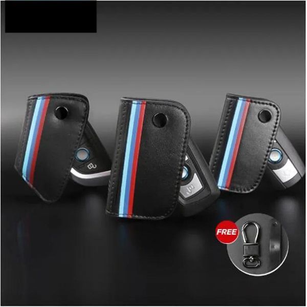 Pegatinas de cuero genuino portallaves para BMW E90 F30 F34 F10 E70 E71 X1 X3 X4 X5 X6 1 2 3 4 5 6 7 Series funda para llave de coche de diseño clásico