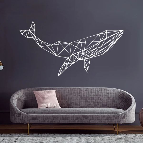Autocollants géométriques baleines animaux muraux autocollants en vinyle art décoration intérieure pour le salon décoration intérieure décoration murale mural 4021