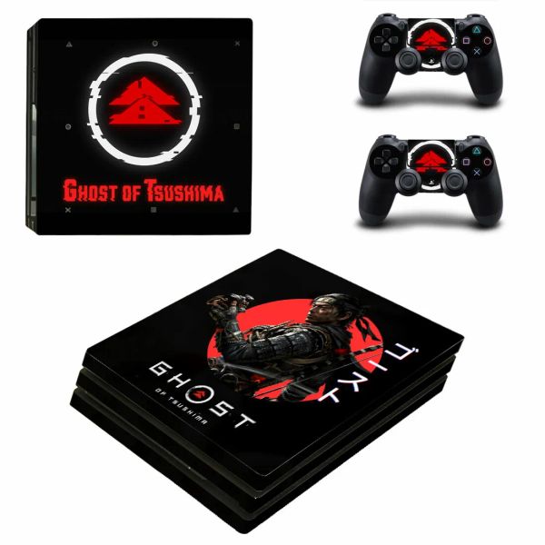 Pegatizaciones Ghost of Tsushima PS4 Pro Stickers Play Station 4 Skin Sticker Decal para PlayStation 4 PS4 Pro Controlador de la consola Skins Vinyl