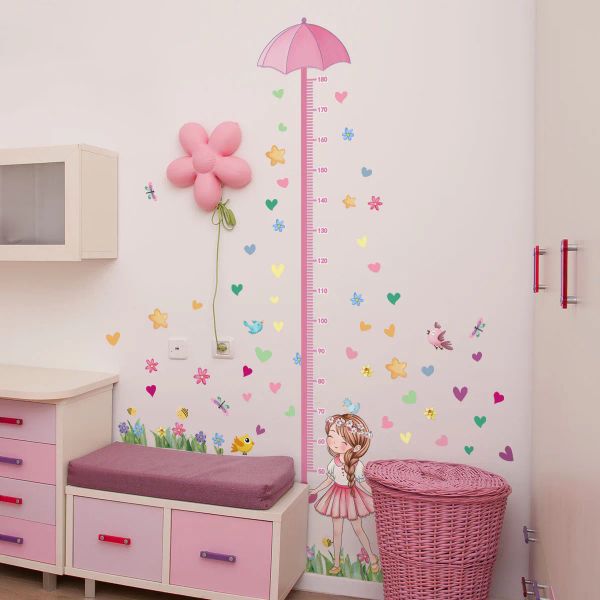 Autocollants muraux pour fille, pour chambre d'enfant, mesure de la hauteur, autocollant mural, tableau de hauteur, décoration de chambre d'enfant, papier peint pour chambre de bébé