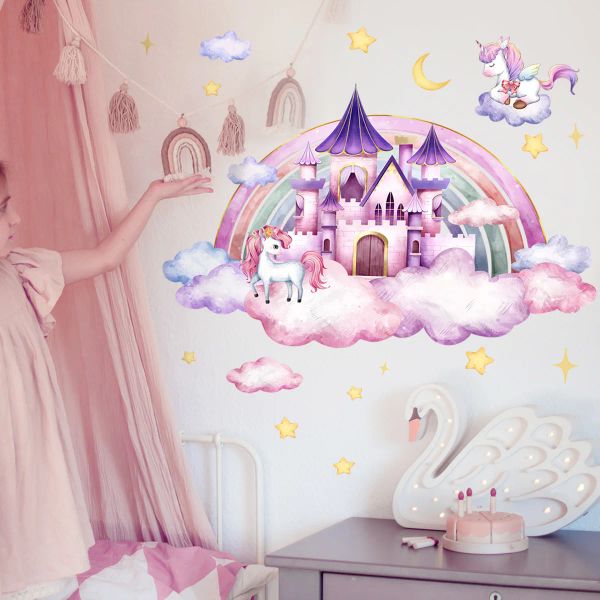 Autocollants Chambre De Fille Autocollants Pour Chambre D'enfant Chambre De Bébé Fille Poney Stickers Muraux Licorne Fille Licorne Stickers Muraux Pour Chambre D'enfant