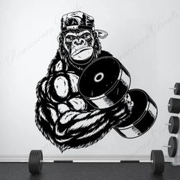 Autocollants gorilles bodybuilder gym fitness wall décalsifications murales de force