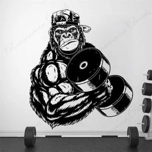 Stickers gorilla bodybuilder gym fitness wandstickers vertonen een sterke sterkte sticker vinyl home decor interieur muurschildering verwijderbaar 63 21121