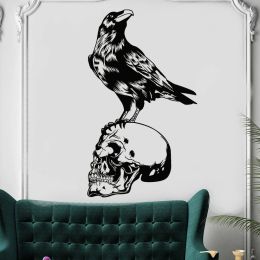 Autocollants gothiques corbeau et crâne de sucre Stickers muraux vinyle autocollants Art décor maison intérieur articles ménagers chambre décoration murale DW11240