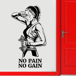 Autocollants Gym Wall Decal No Pain No Gain Fitness Vinyle Autocollant Motivation Art Décor Chambre Décoration Porte E651 Y200103