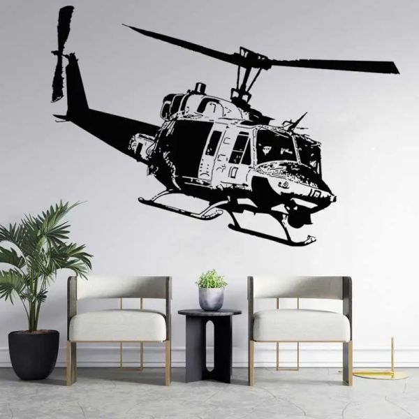 Pegatinas Huey Helicóptero Vinilo Pegatinas De Pared Transporte Militar Guerra Armas Escuela Adolescente Niños Habitación Sala Decoración Arte Mural Papel Pintado 9